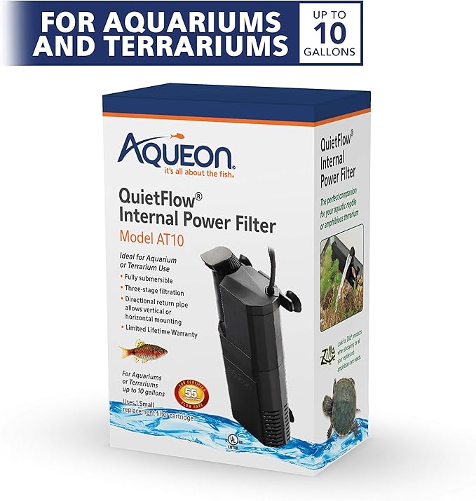 Aqueon Submersible Internal Aquarium Filter, AT10 Gallons