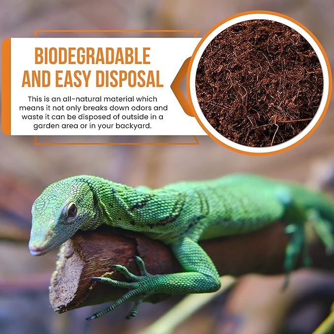 Compressed Coconut Fiber Substrate, 10 lb. Block, Natural Husk Terrarium Bedding, Reptiles, Frogs, Snakes, or Tortoise, Odor and Waste Absorbent Compostable, Organic with High Expansion