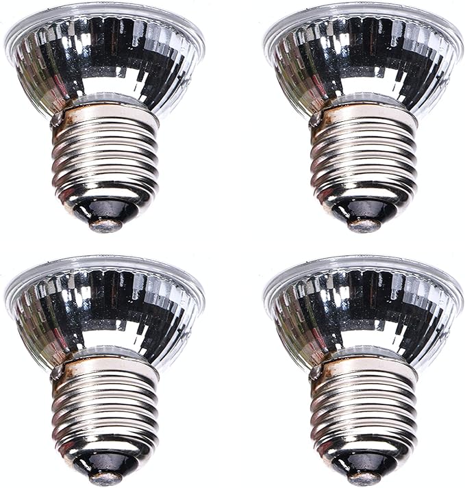 CALPALMY 4-Pack 50W UVA+UVB Bulbs | Heat and Light for Reptiles and Amphibian Tanks, Terrariums and Cages | Works with Various Lamp Fixtures