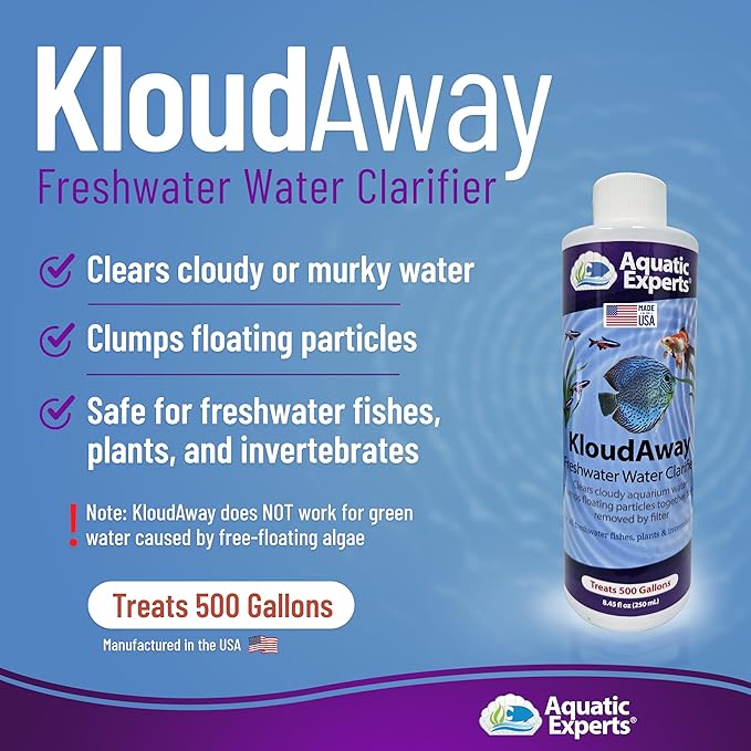 KloudAway Freshwater Aquarium Water Clarifier - Clears Cloudy Water, Water Clarifier for Fish Tank, Made in USA (250 mL)