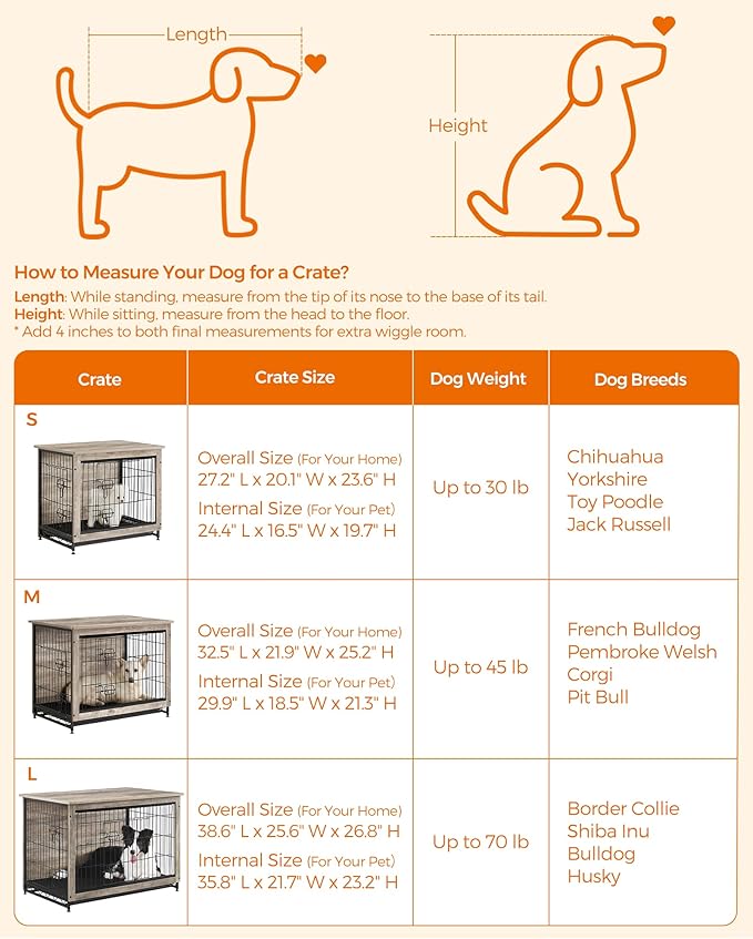 Feandrea Dog Crate Furniture, Side End Table, Modern Kennel for Dogs Indoor up to 30 lb, Heavy-Duty Dog Cage with Multi-Purpose Removable Tray, Double-Door Dog House, Greige UPFC001G01