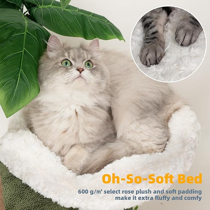 Cat Scratching Post Palm Tree with Bed Cloud Cute Cat Tree for Indoor Large Cats 3 Scratching Poles Sisal Hanging Balls for Cat Perch Cat Scratcher for Kitten and Adult Cats Tower Climber