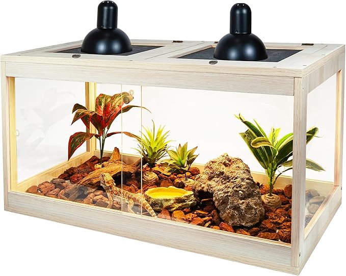 28 Gallon Terrarium, Reptile Habitat, Durable Quality, Suitable for All Types of Reptile, Hamsters, Snakes, Oak Color