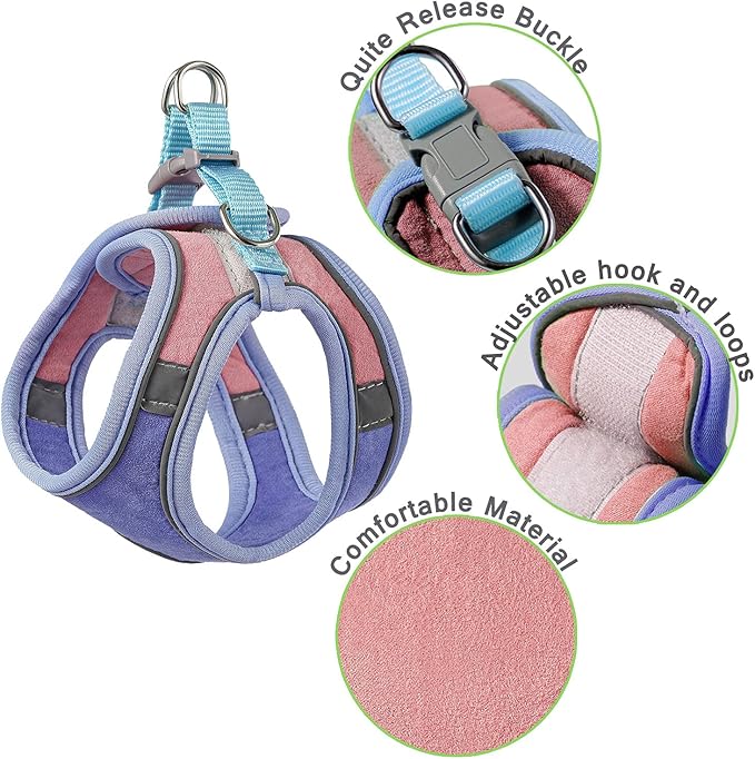 Cat Harness,Leash and Collar Set,Escape Proof Kitten Vest Harness for Walking,Easy Control Night Safe Pet Harness with Reflective Strap and Bell for Small Large Kitten,Fit for Puppy,Rabbit