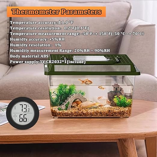 Reptile Tank Accessories, 2 Pack Bearded Dragon Tank Thermometer Humidity Gauge for Leopard Gecko, Jumping Spider, Snake, Gecko, Ball Python, Lizard