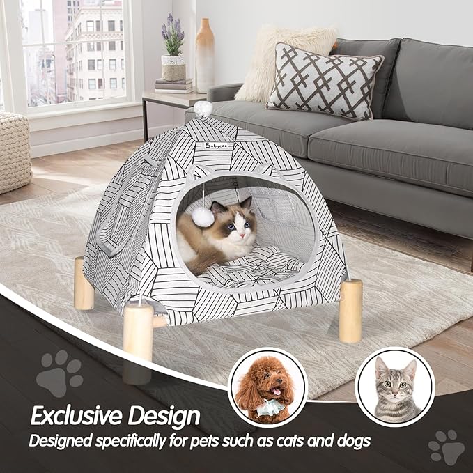 Cat House,Cat and Dog Waterproof Tent House,Breathable Washable Indoor/Outdoor Pet Tent,Suitable for Kitty,Puppy,Bunny and Small Animal(White diamond)