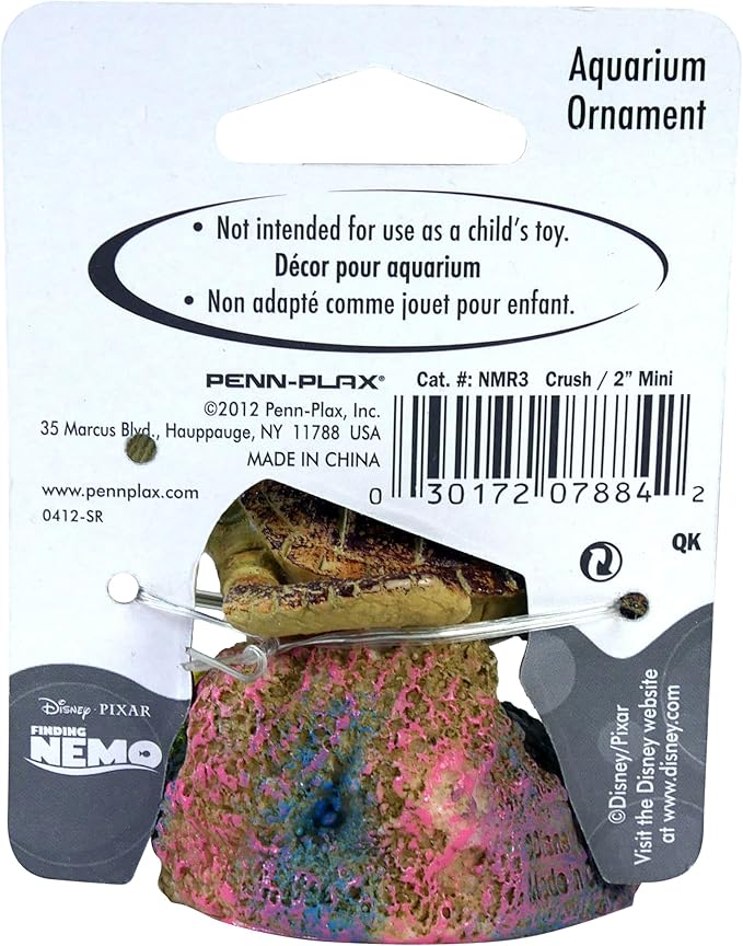 Penn-Plax Finding Nemo Resin Ornament Aquarium Decor, Crush, 3" x 2.5" x 2.5"