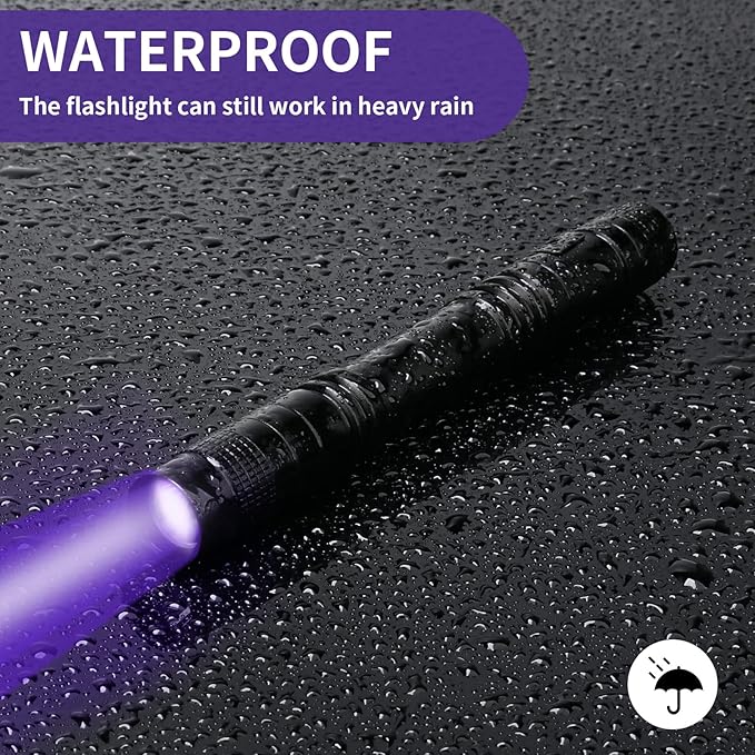 COSOOS 2 UV Black Light Flashlight, 2 Pack 395nm Mini Pen Light with Clip, Waterproof Ultraviolet Flashlight for Leak, Pet Urine, Scorpion, Hotel Inspection, Dry Stain and Bed Bug.