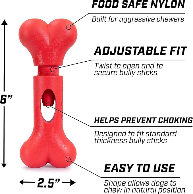 GoSports Chew Champ Bully Stick Holder for Dogs - Securely Holds Bully Sticks to Help Prevent Choking - 6 in or 8 in Size