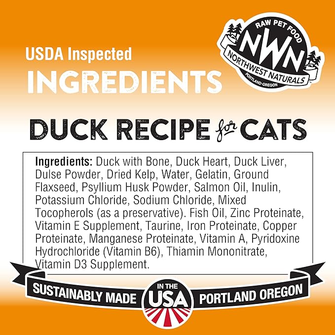 Northwest Naturals Freeze-Dried Duck Cat Food - Bite-Sized Nibbles - Healthy, Limited Ingredients, Human Grade Pet Food, All Natural - 11 Oz (Pack of 3) (Packaging May Vary)