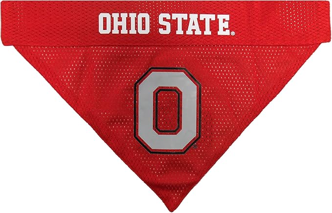 Pets First NCAA OHIO STATE BUCKEYES REVERSIBLE BANDANA Size XX-Large for Dogs & Cats. 2 Sided Sports Bandana, Premium Embroidery Team Logo, Many College Teams Available