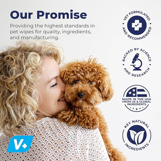 VETNIQUE Oticbliss Advanced Cleaning Ear Wipes for Dogs & Cats for Odor Control, Dirt and Wax Removal with Soothing Aloe Vera, Drying Agent and Vitamin E, Clear the Ear 100ct Wipes