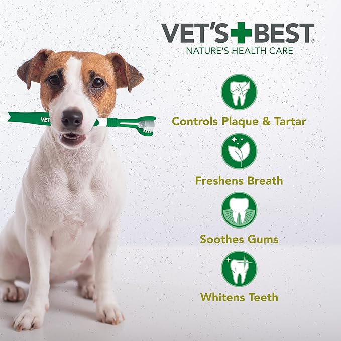 Vet’s Best Puppy Dental Kit – Toothbrush & Toothpaste for Puppies – Helps Soothe Irritated Gums During Teething, Freshens Breath, Prevent Plaque & Tartar - Natural Peanut Butter Flavor