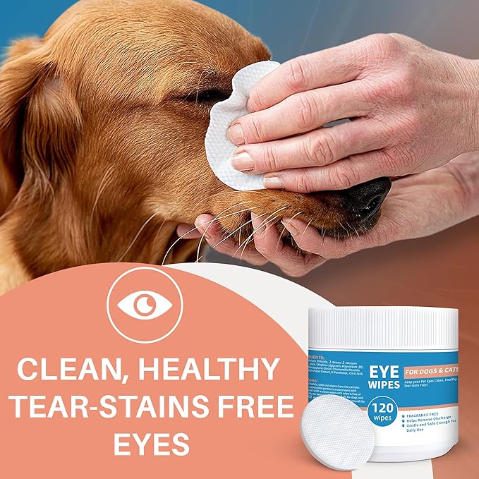 Dog and Cat Eye Wipes - 240ct/2pack Dog Tear Stain Remover Eye Wipes - with Chamomile & Witch Hazel - 3.15" Presoaked & Textured Pet Wipes for Eyes