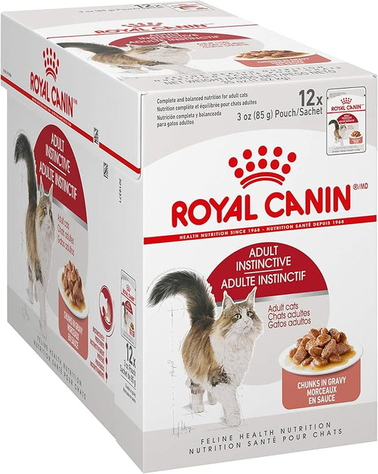 Royal Canin Adult Cat Instinctive Chunks in Gravy Wet Cat Food Pouch, 3 oz Pouch (12-Count)