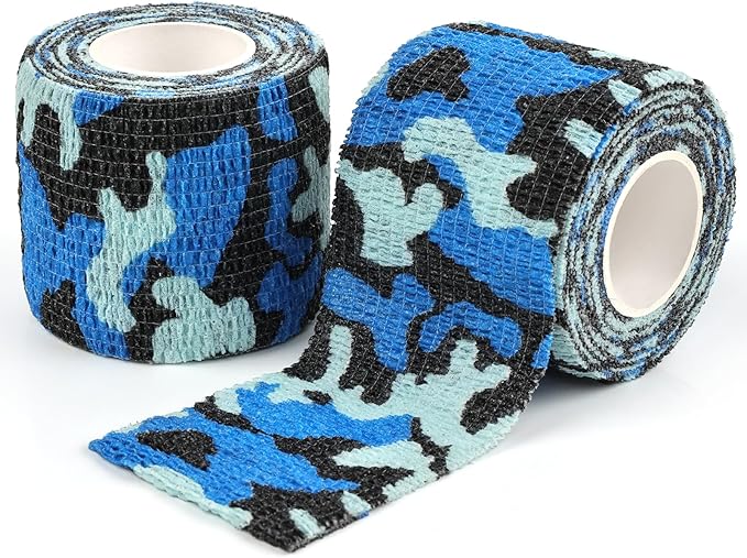 AUPCON Vet Wrap Cohesive Bandages Bulk Self Adhesive Bandage Wrap Self Adherent Wrap Non-Woven for Dogs Pet Animals & Ankle Sprains & Swelling 2 Inch x 5 Yards (2 Pack Ocean Camo)