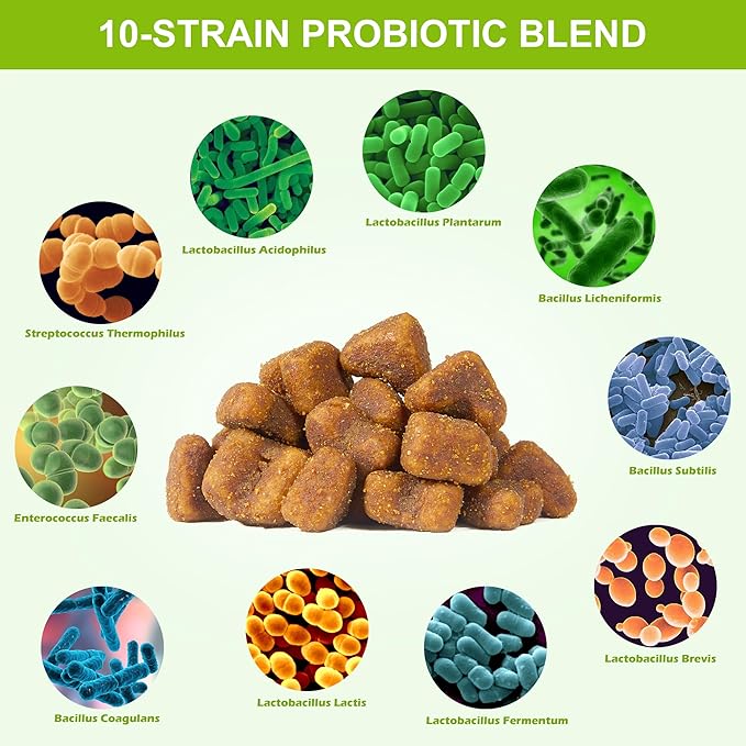 Probiotics for Dogs -Dog Probiotics with Digestive Enzymes for Enhanced Gut Flora, Digestive Health,Diarrhea Relief & Bowel Support - 180 Chicken Flavored Soft Chews for Pet Immune System (brown)