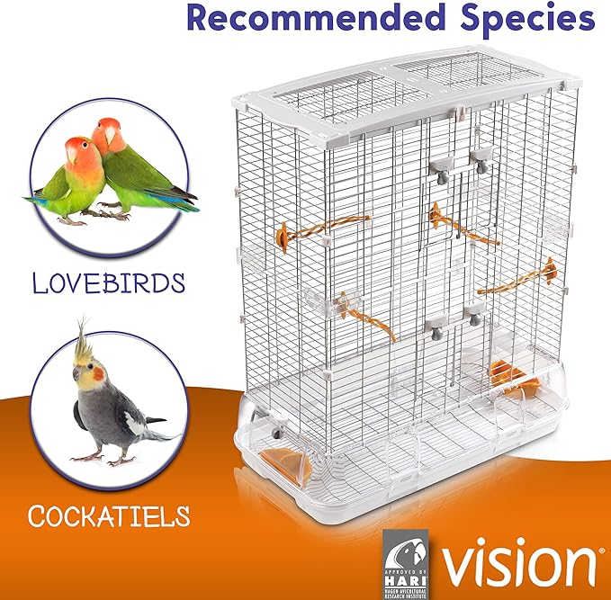 Vision L12 Wire Bird Cage, Bird Home for Lovebirds and Cockatiels, Tall Large, 83315