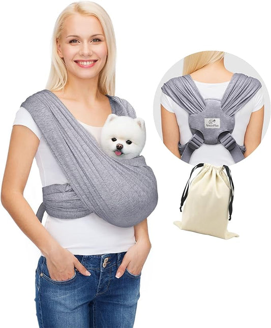 Dog Carriers for Small Dogs, Front Facing Small Dog Carrier, Hands Free Pet Carrier, Size Adjustable Cat Carriers, Reducing Back Pain, Safe Soft Cotton Cat Sling (Regular, Heather Gray)