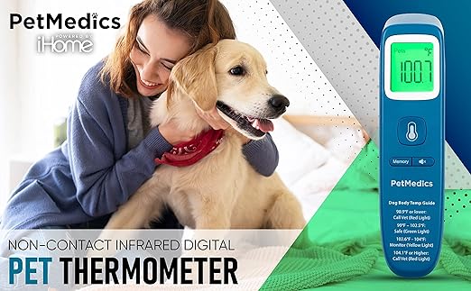 PetMedics Non-Contact Digital Pet Thermometer for Dogs - Infrared Fast and Accurate Canine Temperature Detection - Easy to Read LCD Display