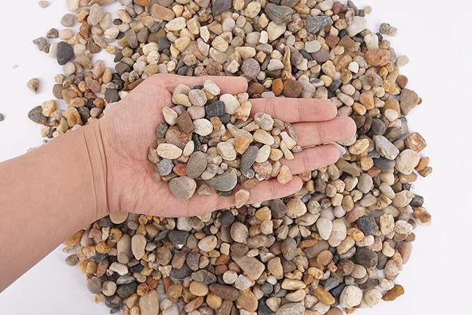 LANDEN BALAGEN Sand Natural River Rock 2L(7lb), Fish Tank Gravel, Pea Gravel, Coarse Sand for Plants, Pebbles for Indoor Landscaping, Ideal for Aquarium Substrate, Φ4-15mm
