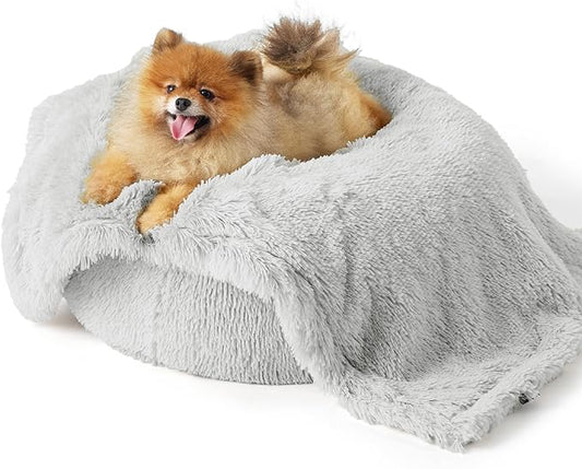 Bedsure Waterproof Dog Blankets for Small Dogs - Calming Cat Blanket for Couch Protector Washable, Long Faux Fur Pet Throw Blanket for Puppy, Reversible Furniture Protection, 25"x35", Light Grey