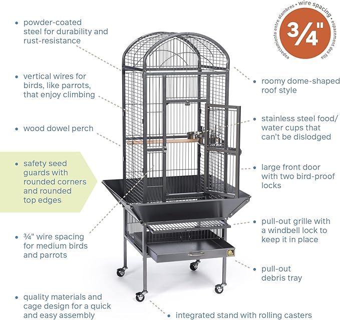 Prevue Pet Products 34511 Dometop Bird Cage, Small, Black Hammertone