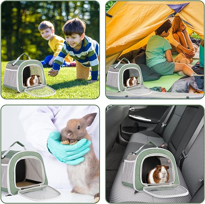 Guinea Pig Travel Carrier Bag,Portable Small Animal Carrier Pouch for Hamster Chinchilla Rabbit Bunny Gerbil Hedgehog Sugar Glider Hedgehog Outgoing Travel Carrying Bag (with two pads)