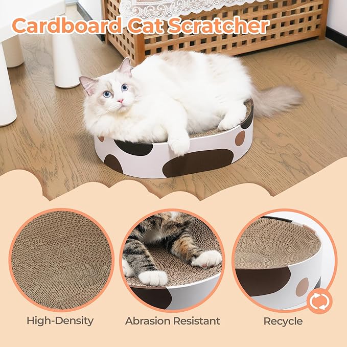 ComSaf Cat Scratching Board, Corrugated Cardboard Cat Scratcher Bed Lounge Durable Long Lasting, Cat Scratch Pad for Indoor Cats Protecting Furniture, 17 Inch x13 Inch (Oval)