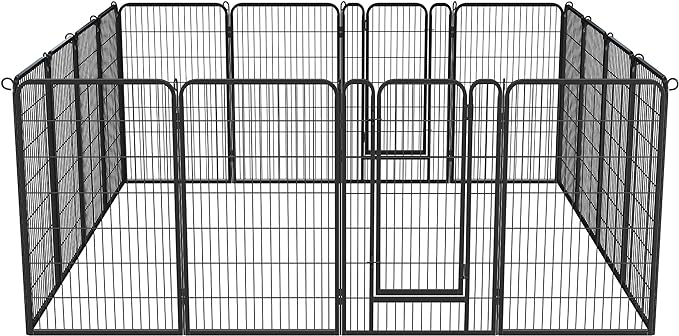 Yaheetech Dog Playpen Outdoor, 16 Panel Dog Fence 47" Indoor Pet Pen for Large/Medium/Small Dogs Heavy Duty Pet Exercise Pen for Puppy/Rabbit/Small Animals Portable Playpen for RV Camping Garden Yard