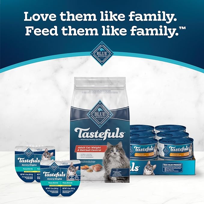 Blue Buffalo Tastefuls Adult Dry Cat Food for Weight Management & Hairball Control, Made in the USA with Natural Ingredients, Chicken Recipe, 7-lb. Bag