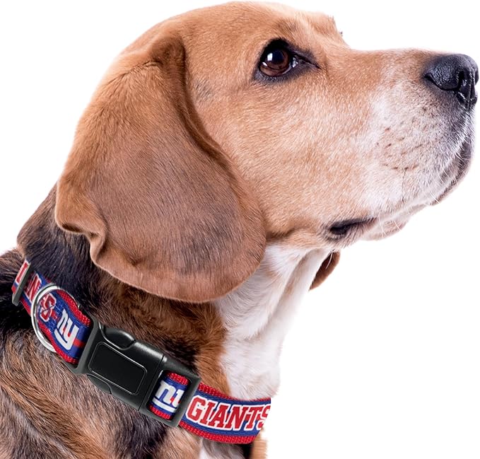 Pets First NFL New York Giants Licensed PET COLLAR, Medium - Heavy-Duty, Strong, and Durable Dog Collat. Available in 32 Football Teams