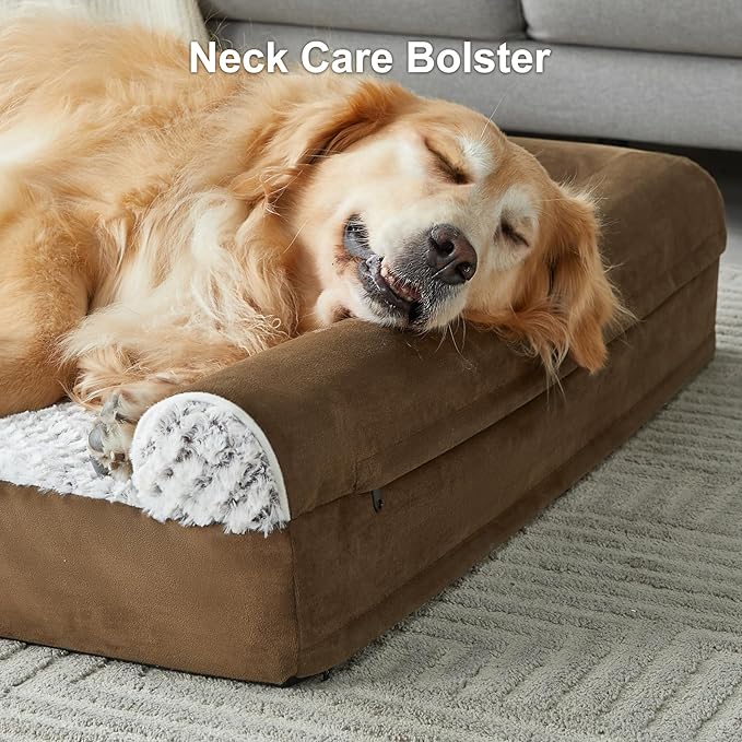 WNPETHOME Dog Beds for Large Dogs, Orthopedic Sofa Dog Bed Mat Pillow with Removable Waterproof Cover, Egg-Foam Dog Crate Bed for Medium Large Dogs