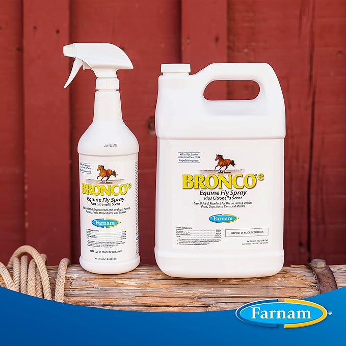 Farnam Broncoe Equine Fly Spray with Citronella Scent for Horses and Dogs, 128 Ounces, Gallon Refill