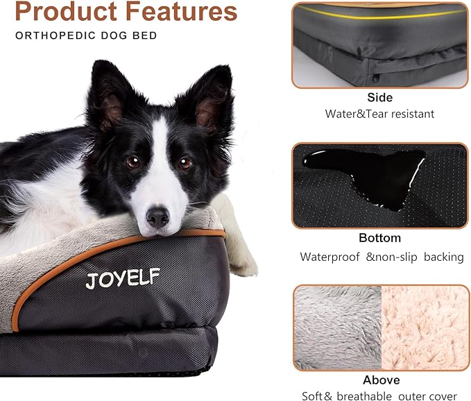 JOYELF X-Large Memory Foam Dog Bed, Orthopedic Dog Bed & Sofa with Removable Washable Cover Dog Sleeper for large dogs