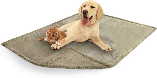 PetAmi WATERPROOF Dog Blanket for Medium Large Dog, Pet Puppy Blanket Couch Cover Protection, Sherpa Fleece Cat Blanket, Sofa Bed Furniture Protector Reversible Soft Plush Washable, 60x40 Taupe Taupe