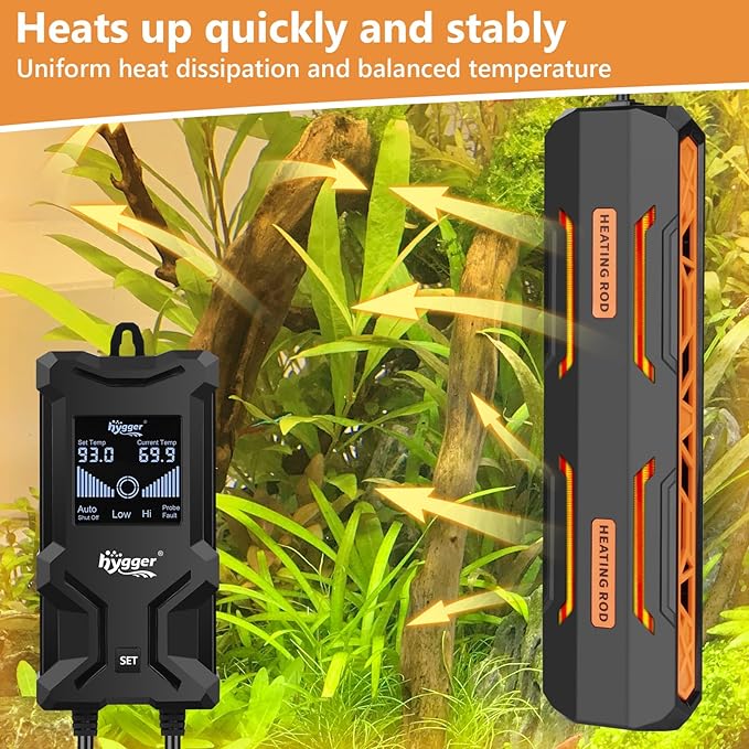 hygger Aquarium Heater, Submersible Fish Tank Heater with Over-Temperature Protection and Automatic Power-Off Fish Heater with Digital Controller for Freshwater and Saltwater (600W)