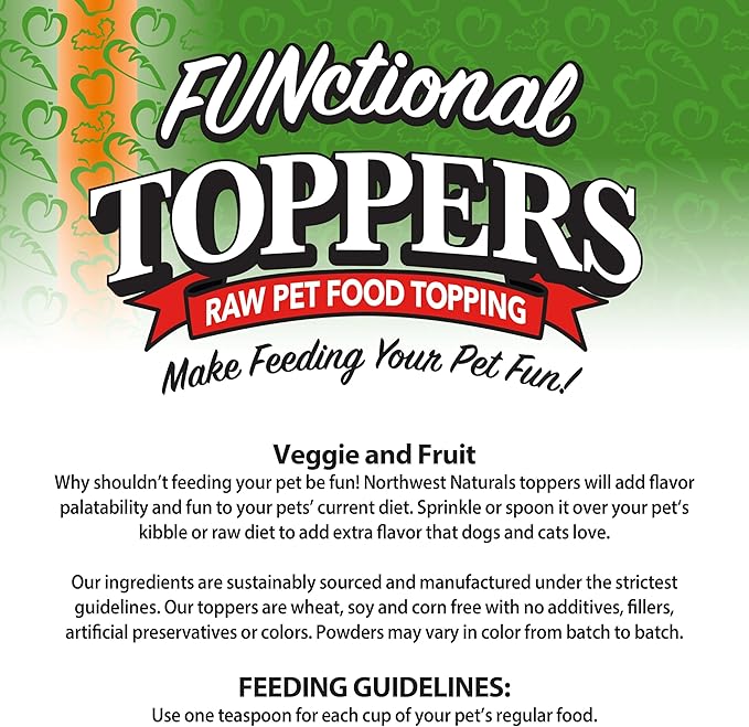 Northwest Naturals Freeze-Dried Veggie & Fruit Functional Topper - for Dogs & Cats - Healthy, Limited Ingredients, Human Grade Pet Food, All Natural - 5 Oz (Packaging May Vary)