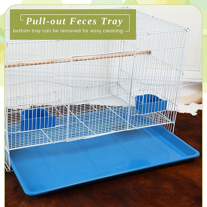 Layhit 4 Pcs Flight Bird Cage Foldable Metal Bird Crate with Food Boxes and Standing Posts Iron Parrot Cage White Bird Cage for Small Parrots Parakeets Cockatiels Budgies Conures Quaker Finches