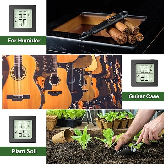 2 Pcs Digital Hygrometer Indoor Thermometer Humidity Meter Room Thermometer with Temperature and Humidity Monitor Mini Hygrometer Thermometer ℉/℃ for Greenhouse Cellar by QPEUIM
