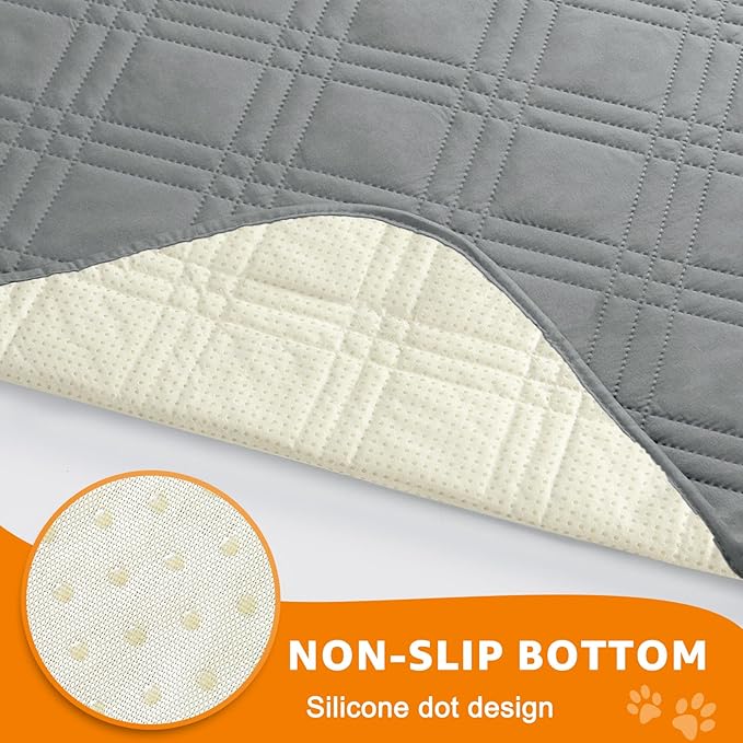 LOOBANI Waterproof Dog Blanket, Anti-Slip Bed Couch Covers for Dogs, 2 Pack Soft Pet Blankets to Protect Furniture Sofa Car for Puppy Cat Kids (82"×102", Light Grey)