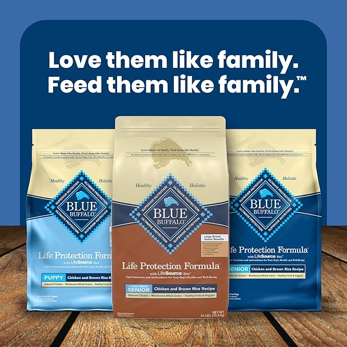 Blue Buffalo Life Protection Formula Large Breed Senior Dry Dog Food, Promotes Joint Health and Immunity, Made with Natural Ingredients, Chicken & Brown Rice Recipe, 34-lb. Bag