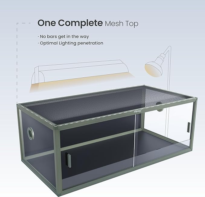 85 Gallon Reptile Tank, Front Opening Snake Tank for Easy Maintenance, Reptile Enclosure with Top Screen Ventilation 48''x24''x18''