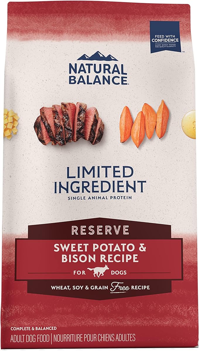 Natural Balance Limited Ingredient Adult Grain-Free Dry Dog Food, Reserve Sweet Potato & Bison Recipe, 22 Pound (Pack of 1)