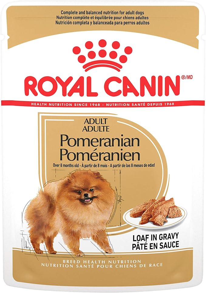 Royal Canin Breed Health Nutrition Pomeranian Adult Loaf in Gravy Pouch Dog Food, 3 oz. Pouch (Pack of 12)