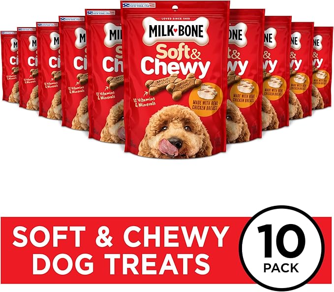 Milk-Bone Soft & Chewy Dog Treats, Chicken Recipe, 5.6 Ounce (Pack of 10) Made with Real Chicken Breast