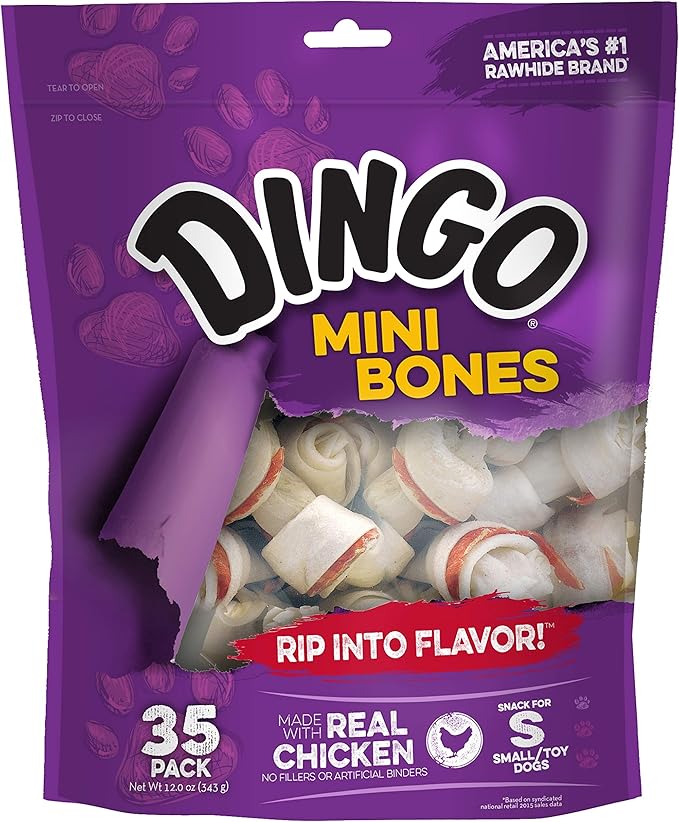 Dingo Non-China Mini Rawhide Bones for Small/Toy Dogs