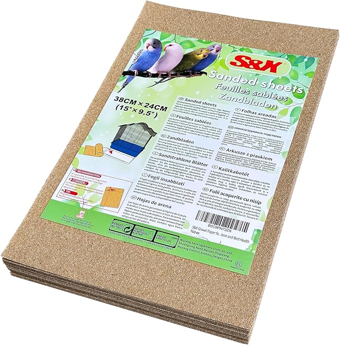 S&X Gravel Paper for Bird Cage 30-Pack 15" x 9.5" Bird Cage Liners Disposable for Enhanced Hygiene and Bird Health