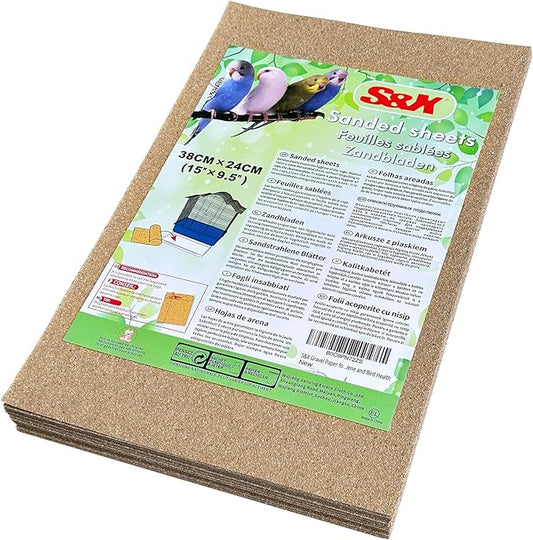 S&X Gravel Paper for Bird Cage 30-Pack 15" x 9.5" Bird Cage Liners Disposable for Enhanced Hygiene and Bird Health