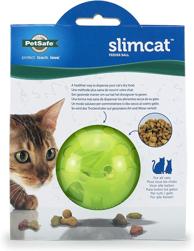 PetSafe Slimcat Feeder Ball - Interactive Game for Your Cat - Fill with Food and Treats - Green